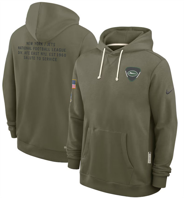 New York Jets Nike Olive 2025 Salute to Service Hoodie Embroidered Quality