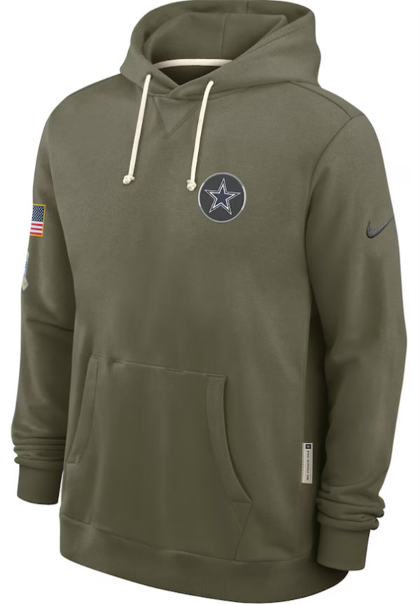 Dallas Cowboys Nike Olive 2025 Salute to Service Hoodie Embroidered Quality