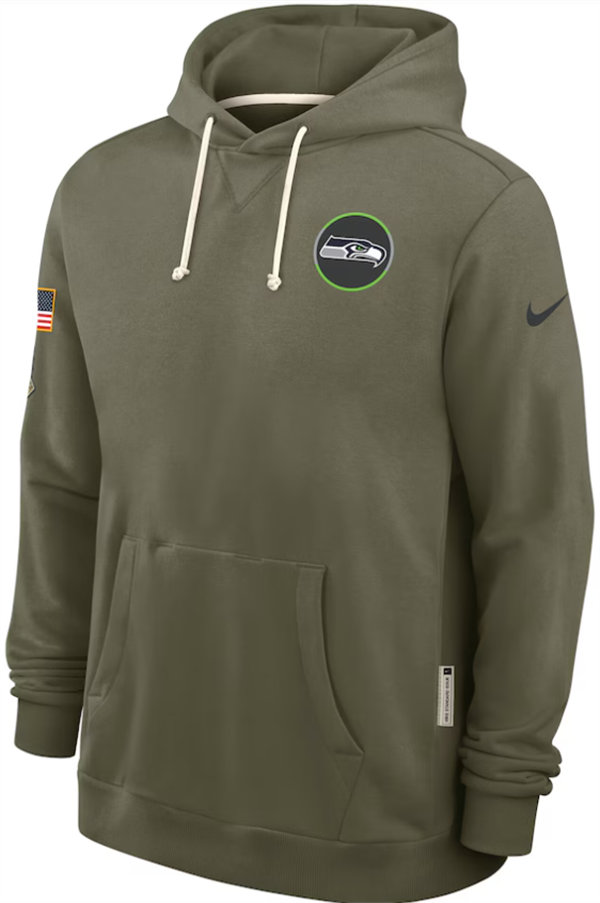 Seattle Seahawks Nike Olive 2025 Salute to Service Hoodie Embroidered Quality