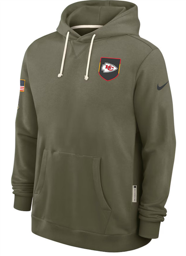 Kansas City Chiefs Nike Olive 2025 Salute to Service Hoodie Embroidered Quality
