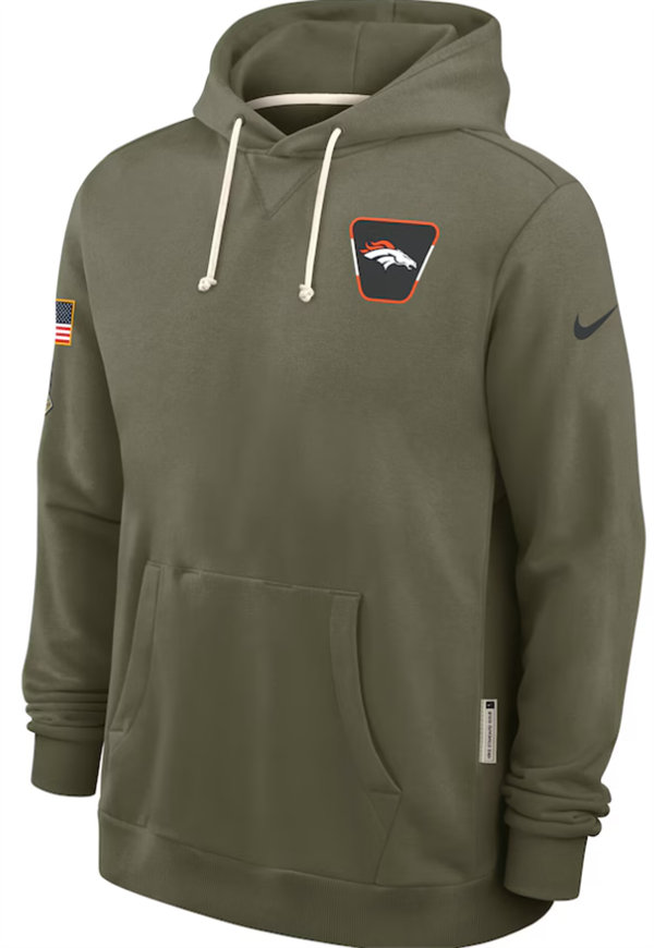 Denver Broncos Nike Olive 2025 Salute to Service Hoodie Embroidered Quality
