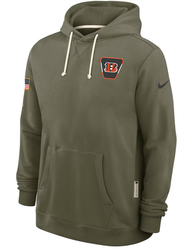 Cincinnati Bengals Nike Olive 2025 Salute to Service Hoodie Embroidered Quality