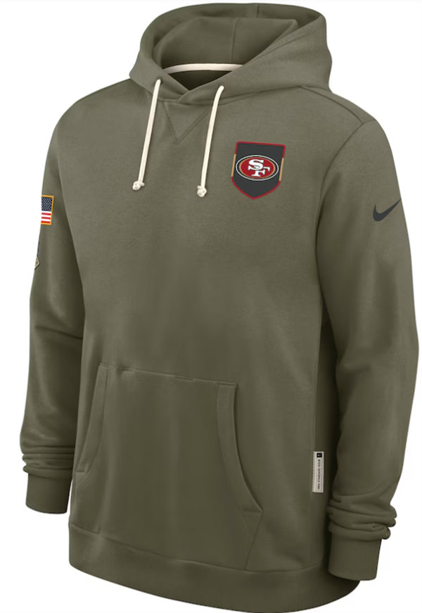 San Francisco 49ers Nike Olive 2025 Salute to Service Hoodie Embroidered Quality