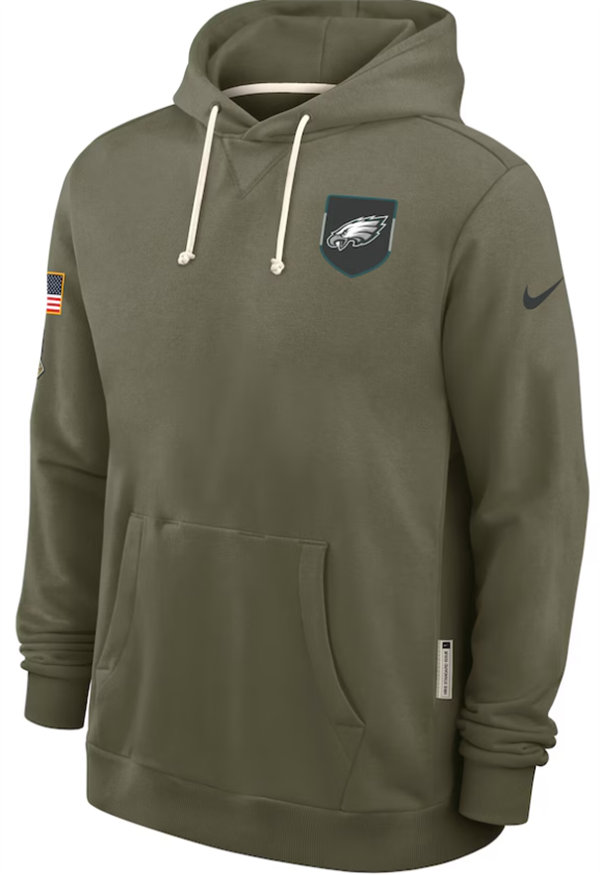 Philadelphia Eagles Nike Olive 2025 Salute to Service Hoodie Embroidered Quality