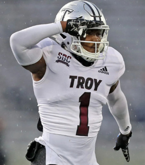 Troy Trojans #1 Jordan Lovett Adidas Whitel Football Game Jersey