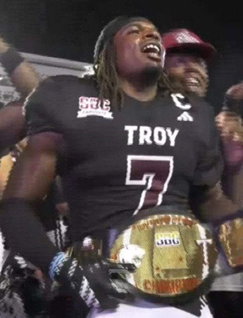 Troy Trojans #7 Rara Thomas Adidas 2025 Black  Football Game Jersey