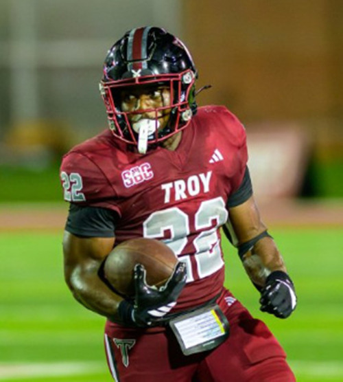 Troy Trojans #22  Tae Meadows Adidas Cardinal Gray College Football Game Jersey