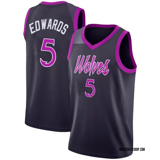 Mens Minnesota Timberwolves #5 Anthony Edwards 2025-26 Navy Purple City Edition Swingman Jersey