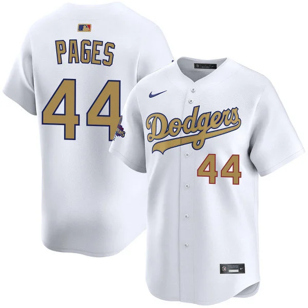 Mens Los Angeles Dodgers #44 Andy Pages 2025 White Gold Collection Limited Jersey