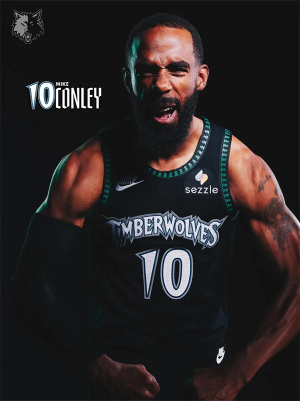 Mens Minnesota Timberwolves #10 Mike Conley Jr. Black Trees Classic Edition Swingman Jersey