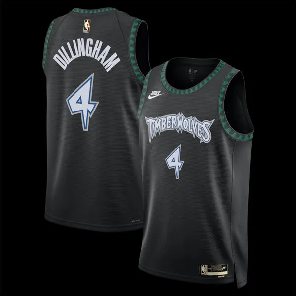 Men's Minnesota Timberwolves #4 Rob Dillingham Black Trees Classic Edition Swingman Jersey