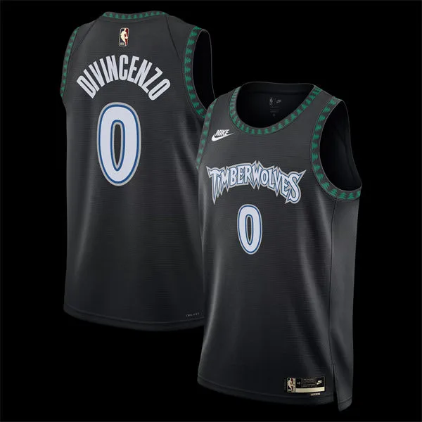 Men's Minnesota Timberwolves #0 Donte DiVincenzo Black Trees Classic Edition Swingman Jersey