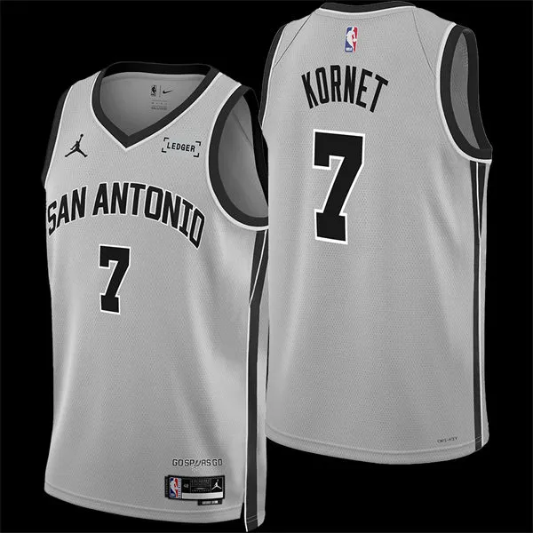 Men's San Antonio Spurs #7 Luke Kornet 2025-26 Silver Statement Edition Swingman Jersey