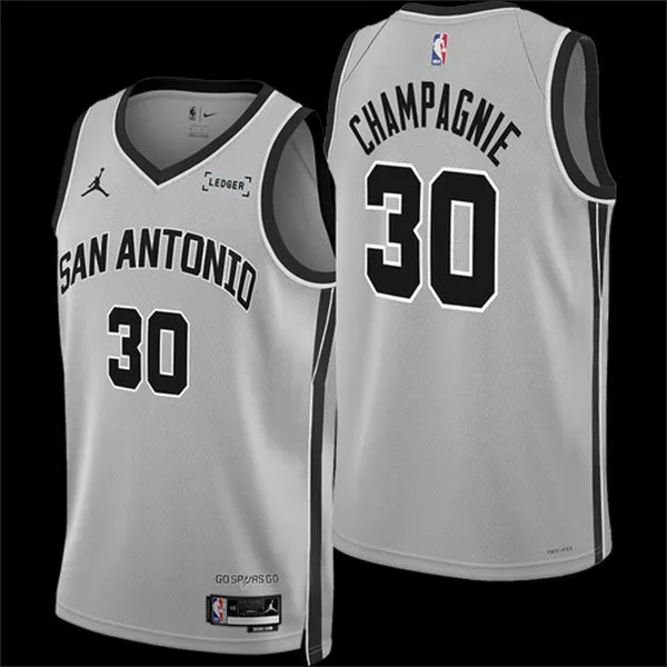 Men's San Antonio Spurs #30 Julian Champagnie 2025-26 Silver Statement Edition Swingman Jersey