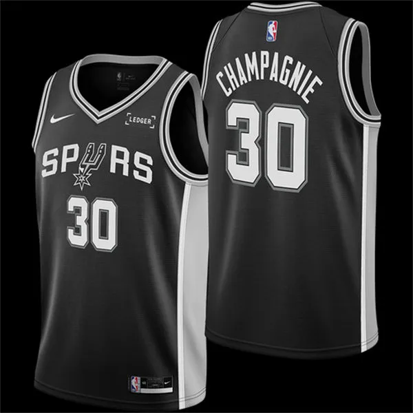 Men's San Antonio Spurs #30 Julian Champagnie Black Icon Edition Swingman Jersey