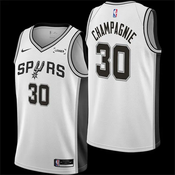 Men's San Antonio Spurs #30 Julian Champagnie White Association Edition Swingman Jersey