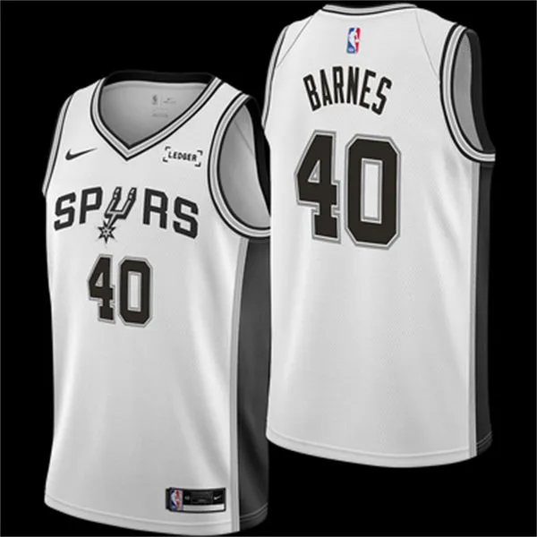 Men's San Antonio Spurs #40 Harrison Barnes White Association Edition Swingman Jersey