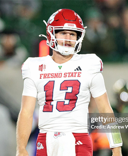 Fresno State Bulldogs #13 E.J. Warner  White 2025 Football Game Jersey