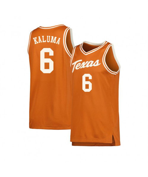 Men's Youth Texas Longhorns #6 Arthur Kaluma 2023 XII Orange Team Classic Basketball Jersey