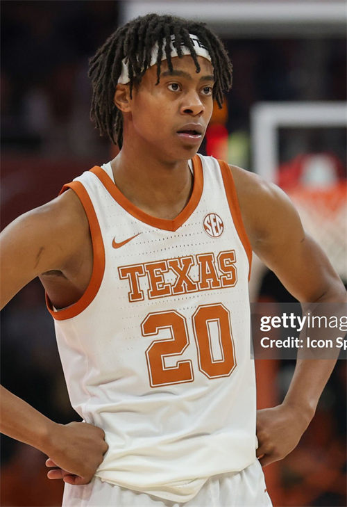 Men's Youth Texas Longhorns #20 Tre Johnson 2025 SEC White College Basketball Game Jersey