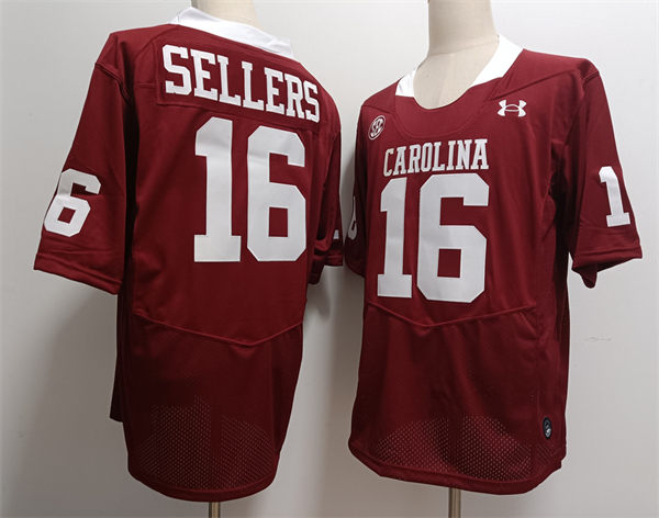 Mens South Carolina Gamecocks #16 LaNorris Sellers Garnet Football Throwback Jersey