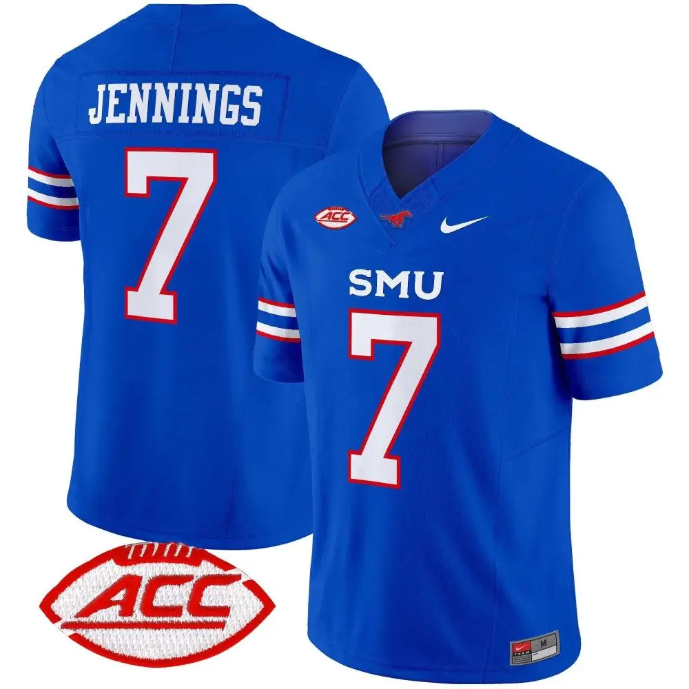 SMU Mustangs #7 Kevin Jennings 2025 Royal Football Game Jersey
