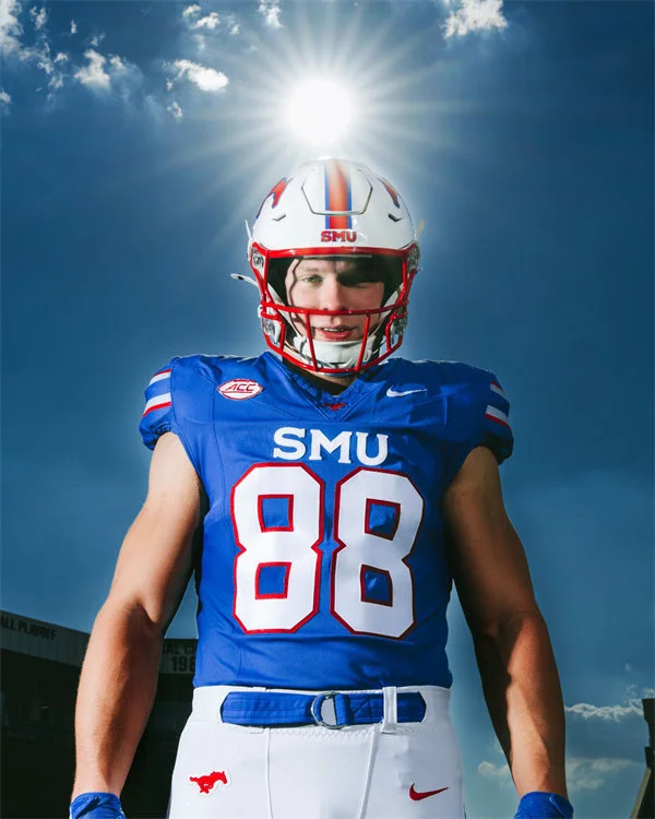 SMU Mustangs #88 Matthew Hibner 2025 Royal Football Game Jersey