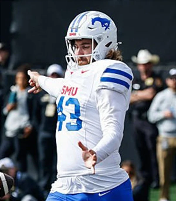 SMU Mustangs #43 Wade McSparron 2025 White Football Game Jersey