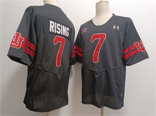 Mens Utah Utes #7 Cameron Rising 2024 XII Black Retro College Football Throwback Jersey