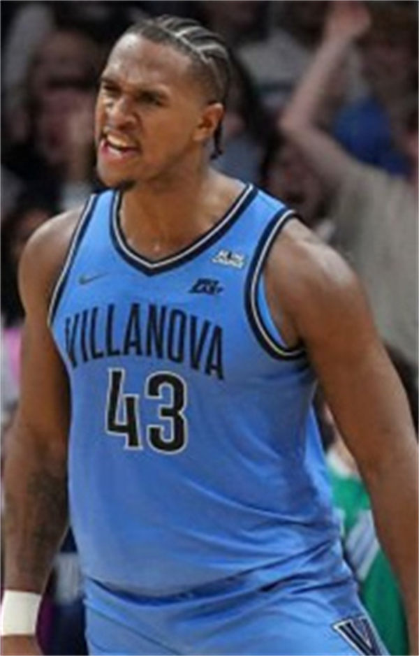Mens Youth Villanova Wildcats #43 Eric Dixon  2024 Light Blue College Basketball Game Jersey