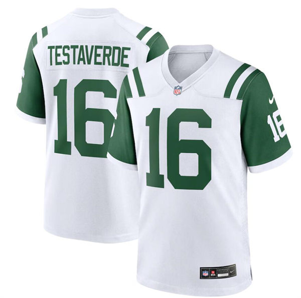 Men's New York Jets Retired Player #16 Vinny Testaverde White Alternate Classic Jersey