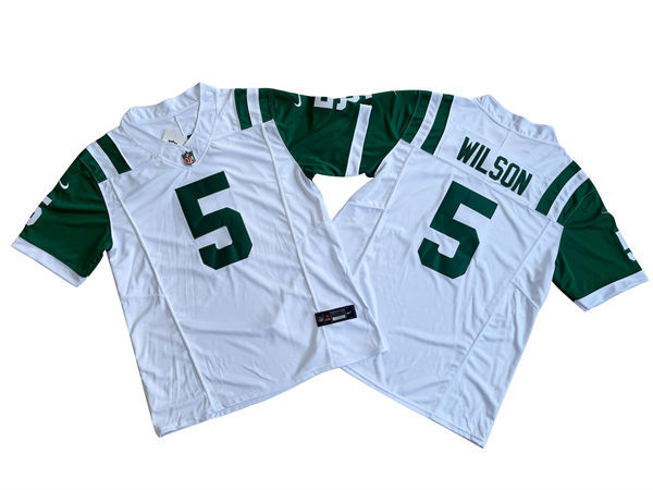 Men's New York Jets #5 Garrett Wilson White Alternate Classic Jersey