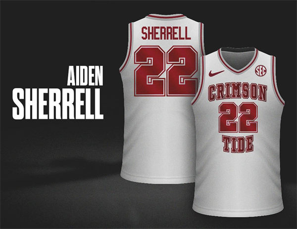 Mens Youth Alabama Crimson Tide #22 Aiden Sherrell Nike White Basketball Throwback Jersey