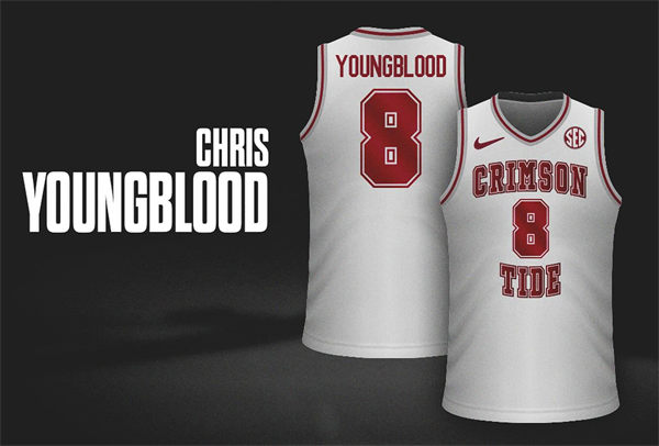 Mens Youth Alabama Crimson Tide #8 Chris Youngblood Nike White Basketball Throwback Jersey