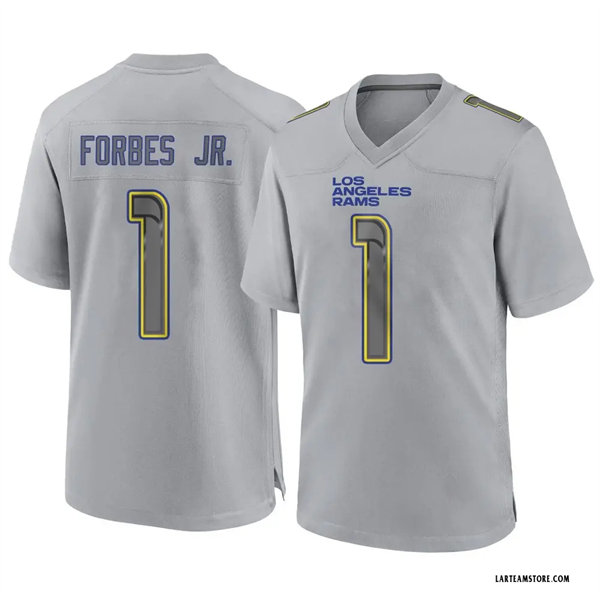 Mens Los Angeles Rams #1 Emmanuel Forbes Jr. Nike Gray Atmosphere Fashion Game Jersey