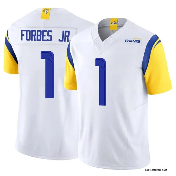 Mens Los Angeles Rams #1 Emmanuel Forbes Jr. Nike White Alternate  Vapor F.U.S.E. Limited Jersey
