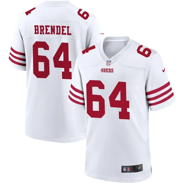 Mens San Francisco 49ers #64 Jake Brendel  Nike Home White F.U.S.E. Vapor Limited Jersey