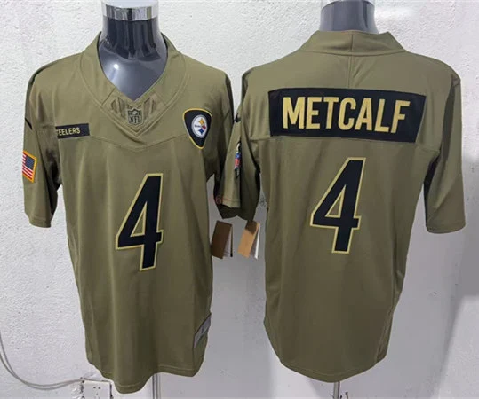 Men's Pittsburgh Steelers #4 DK Metcalf Nike 2025 Salute to Service Limited Jersey - Olive