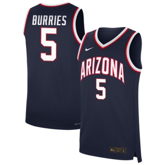 Arizona Wildcats #5 Brayden Burries Navy College Basketball Game Jersey