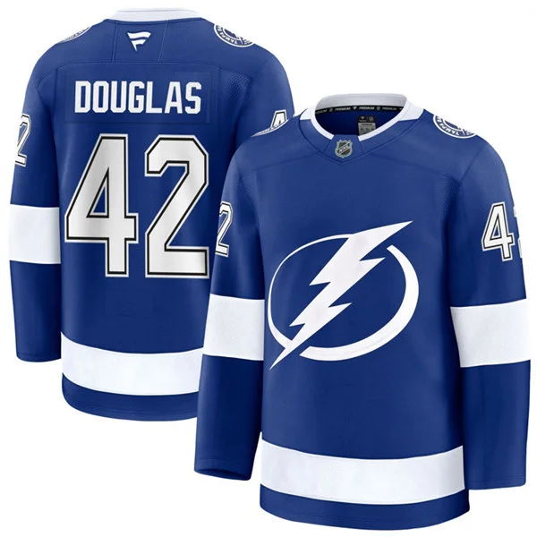 Mens Tampa Bay Lightning #42 Curtis Douglas Fanatics Home Blue Premium Player Jersey