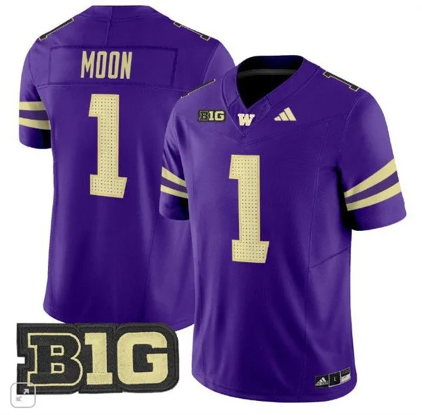 Washington Huskies #1 Warren Moon 2025 Purple College Football Game Jersey