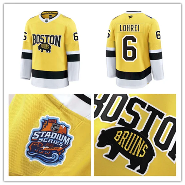 Mens Boston Bruins #6 Mason Lohrei 2026 Stadium Series Premium Jersey Yellow