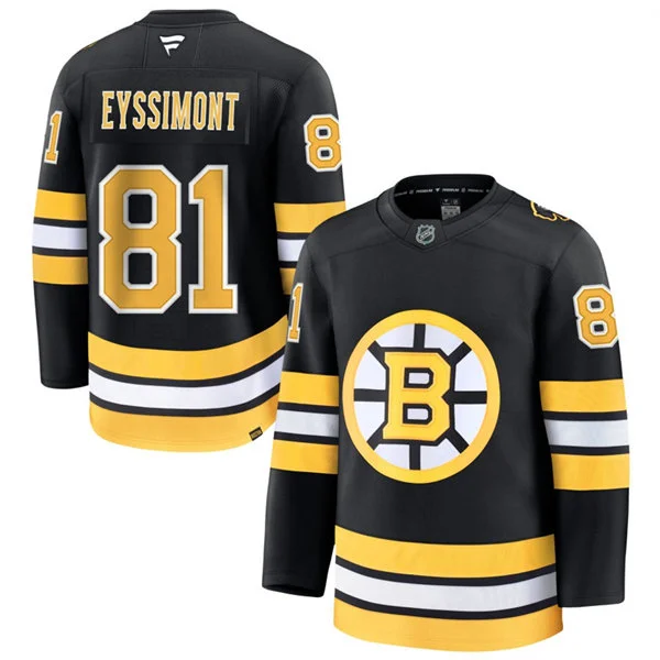 Mens Boston Bruins #81 Mikey Eyssimont Fanatics 2025 Black Home Premium Jersey
