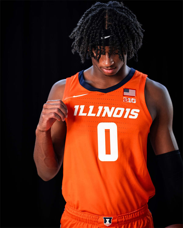 Mens Youth Illinois Fighting Illini  #0 Carey Booth 2025 Away Orange Basketball Game Jersey