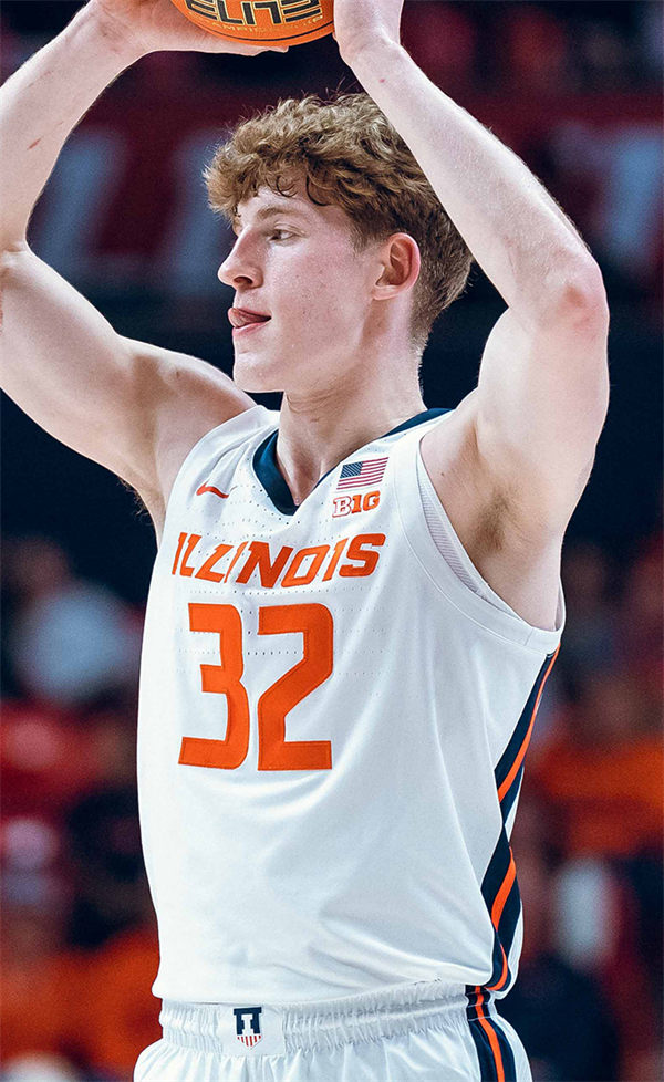 Mens Youth Illinois Fighting Illini #32 Kasparas Jakucionis 2025 Home White Basketball Game Jersey