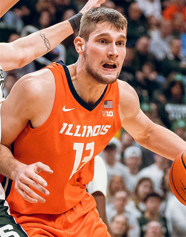 Mens Youth Illinois Fighting Illini #13 Tomislav Ivisic 2025 Away Orange Basketball Game Jersey