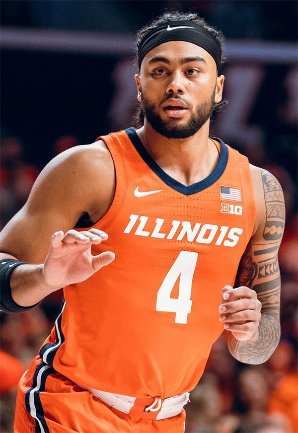 Mens Youth Illinois Fighting Illini #4 Kylan Boswell 2025 Away Orange Basketball Game Jersey