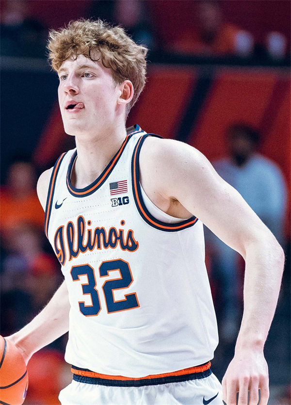 Mens Youth Illinois Fighting Illini #32 Kasparas Jakucionis White Retro College Basketball Jersey