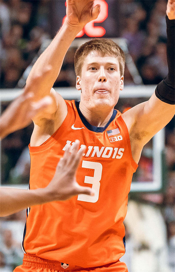 Mens Youth Illinois Fighting Illini #3 Ben Humrichous 2025 Away Orange Basketball Game Jersey