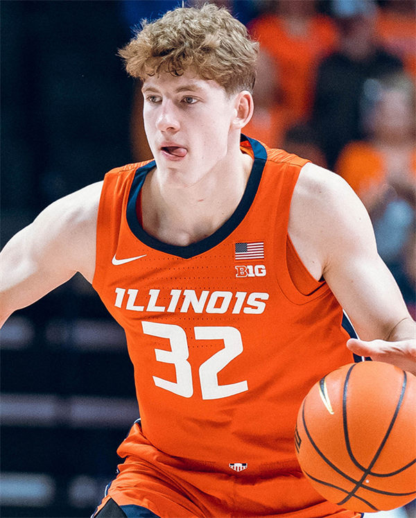 Mens Youth Illinois Fighting Illini #32 Kasparas Jakucionis 2025 Away Orange Basketball Game Jersey